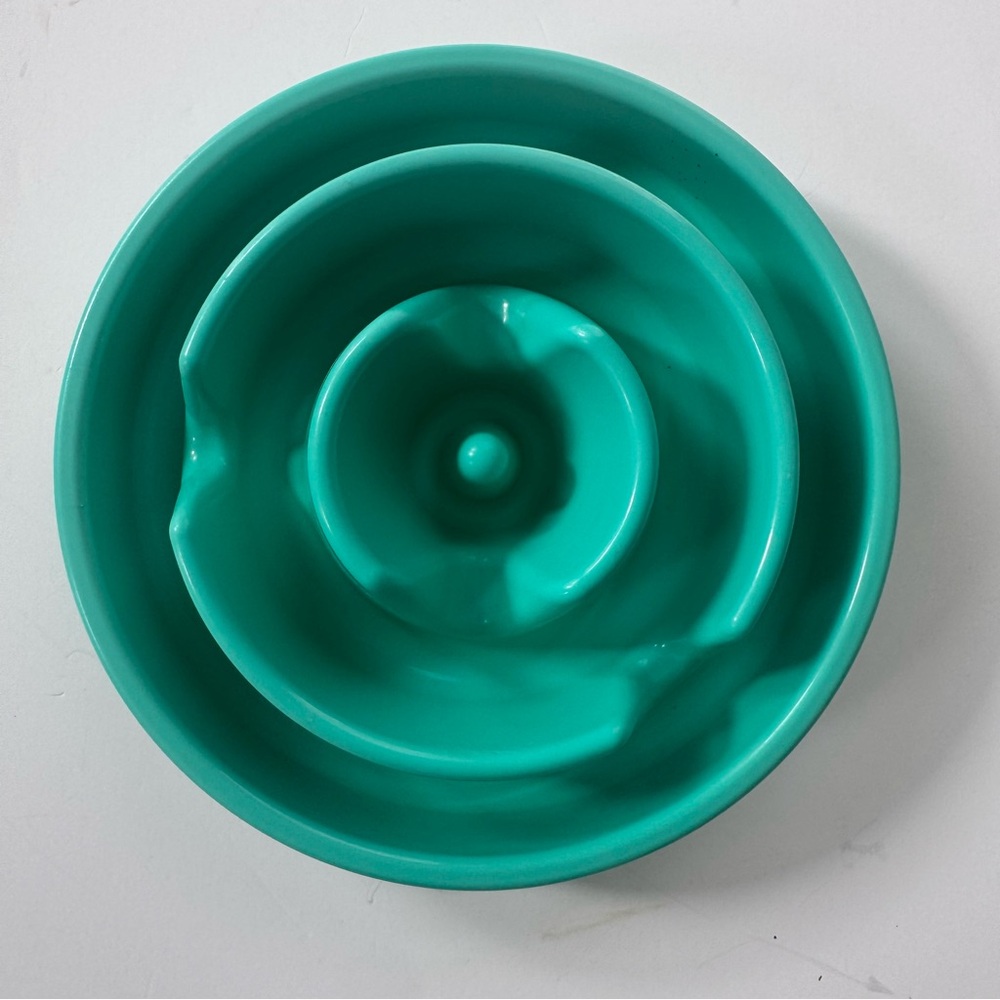 Slo-Bowl 10x Slower Feeder Dog Bowl Medium Teal 2-Cup  For Food Portion Control